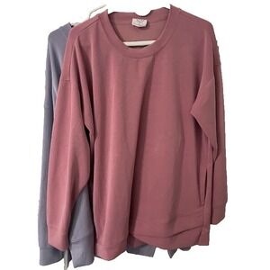 Women's‎ Comfortable, Stretchy Mauve and Lilac Crewneck Sweatshirt  Pockets, XL